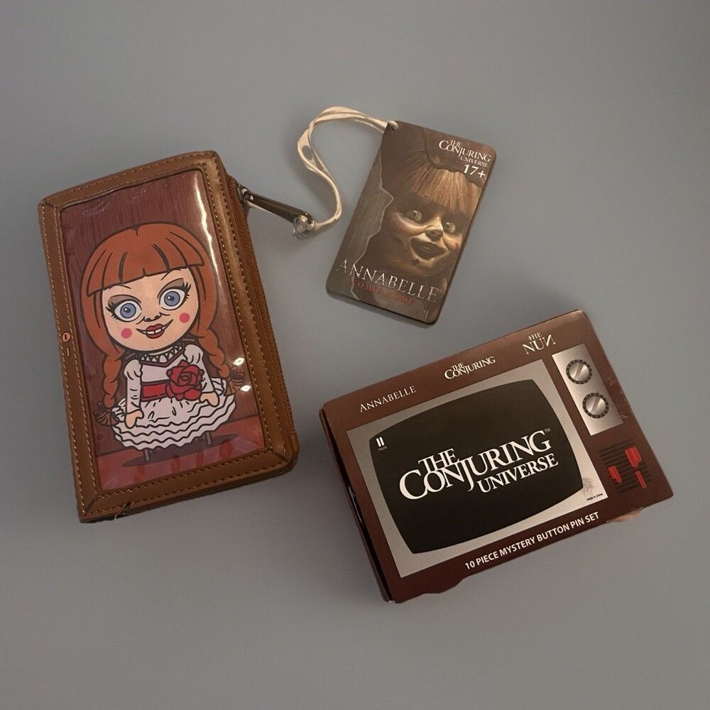 Loungefly Annabelle Comes Home Wallet Conjuring Universe 10 Button Pin Set Lot